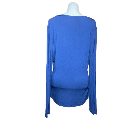 Boden Women's Long Sleeve Twist Front Top Blue Slinky Blouse Sz 14 Stretchy - Picture 5 of 8
